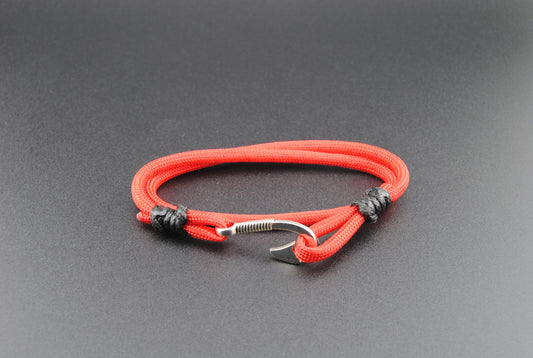 The Rum Runner - Red Paracord Double Wrap Bracelet with Hook Closure