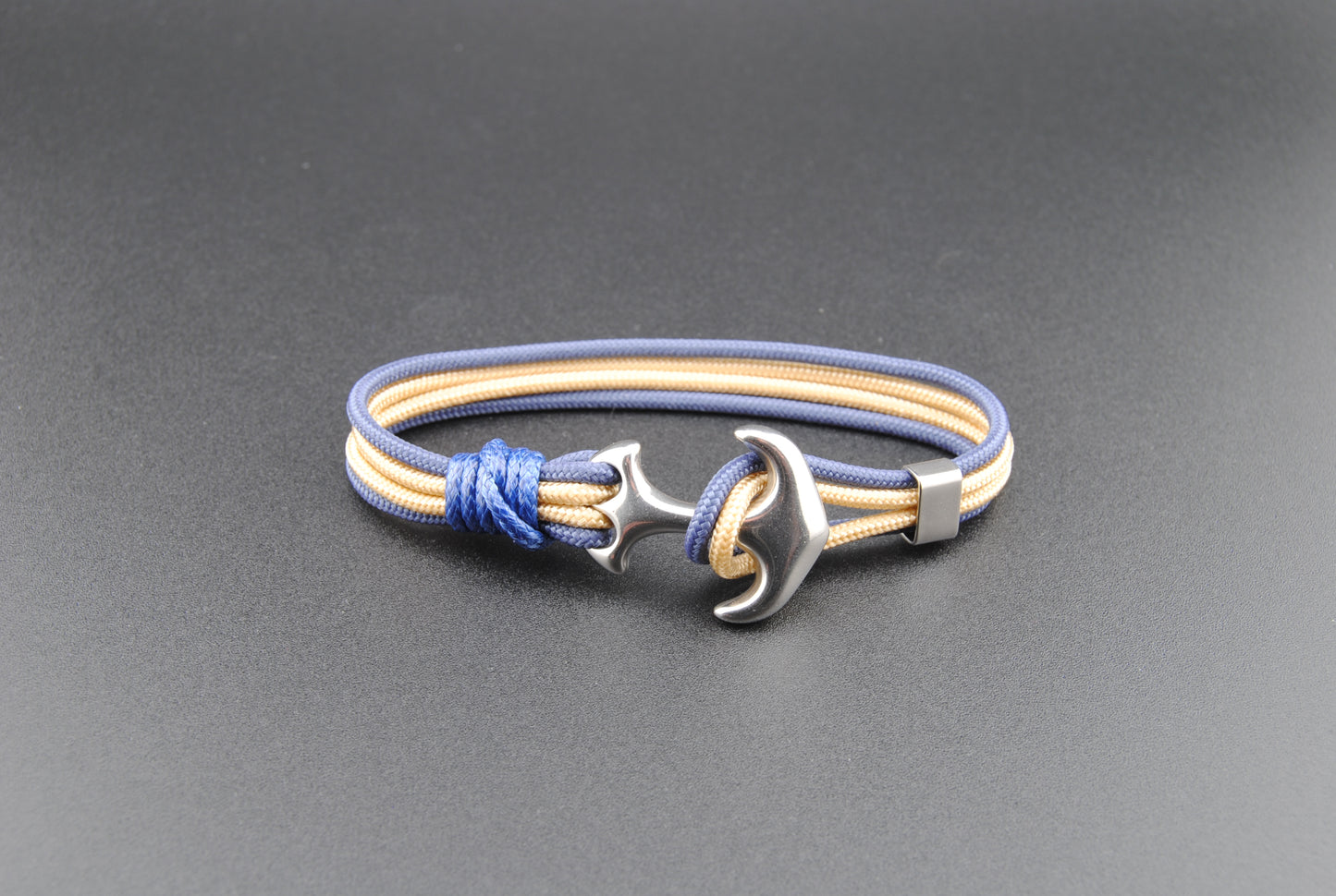 The Sailor (Navy) - Navy Blue and Gold Paracord Bracelet with Stainless Anchor Clasp