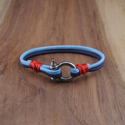 The Seattle Hockey Pride (Seattle Kraken) - Navy and Blue Paracord Bracelet with Stainless D-Shackle