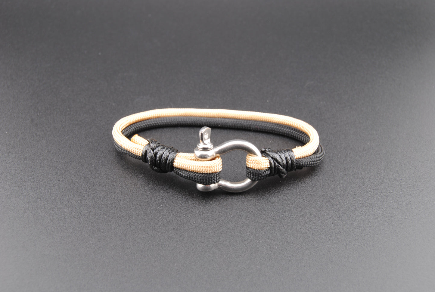 The Black Knight (Army/West Point) - Black and Gold Paracord Bracelet with Stainless D-Shackle