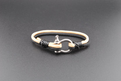 The Black Knight (Army/West Point) - Black and Gold Paracord Bracelet with Stainless D-Shackle