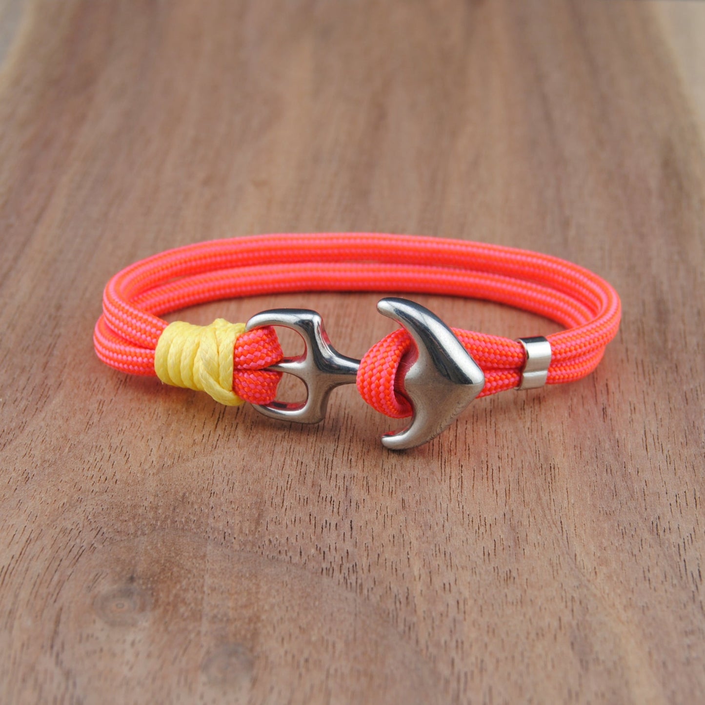 The Summer Sunset - Melon Pink Paracord Bracelet with Stainless Anchor Clasp