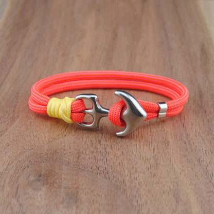 The Summer Sunset - Melon Pink Paracord Bracelet with Stainless Anchor Clasp