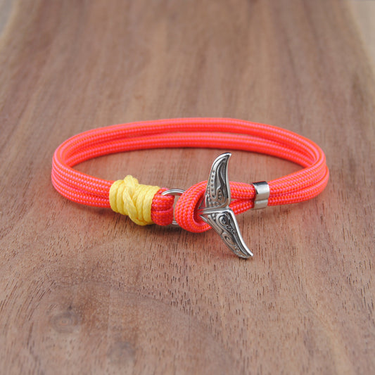 The Summer Sunset - Melon Pink Paracord Bracelet with Stainless Fishtail Clasp