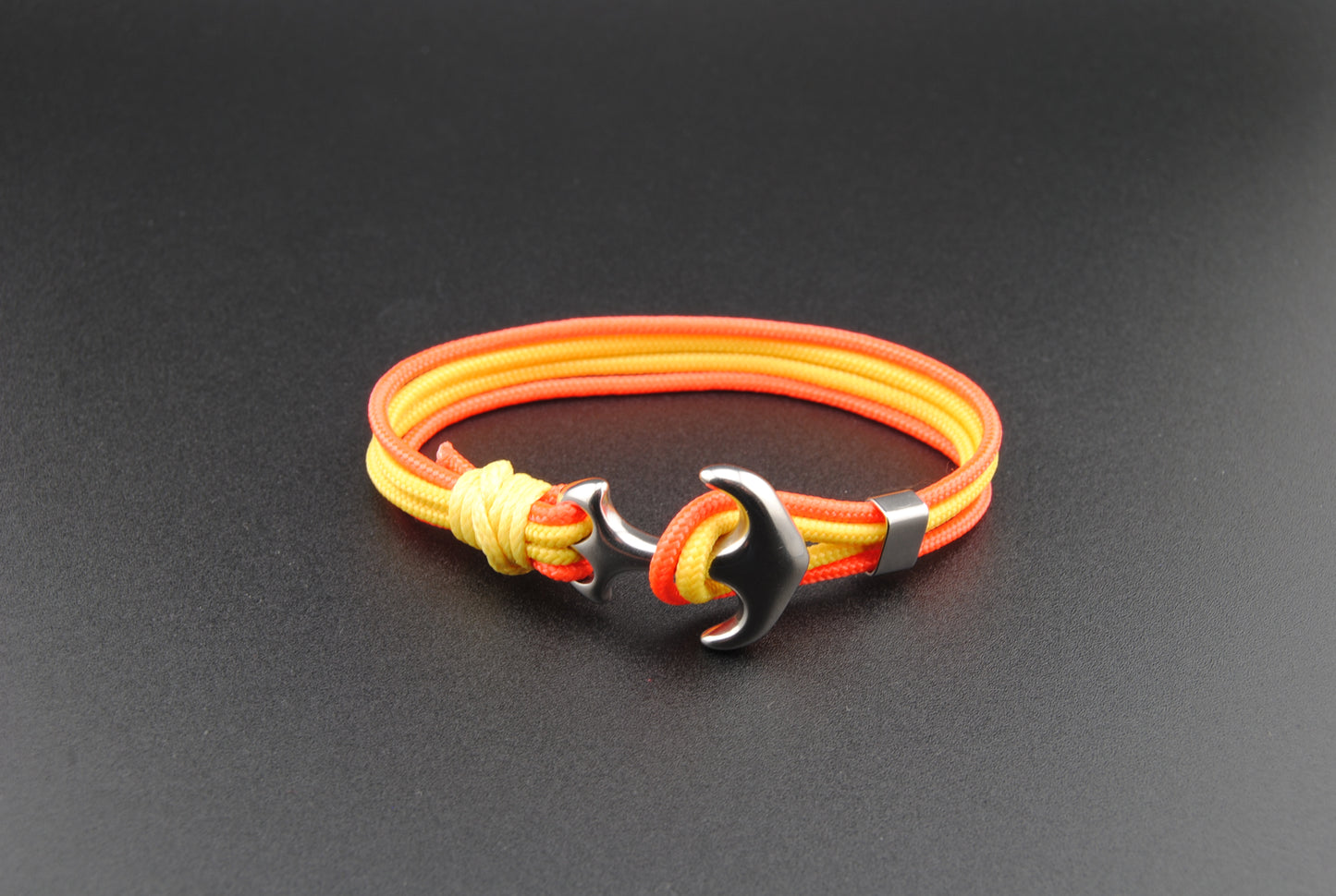 The Sunset - Orange and Yellow Paracord Bracelet with Stainless Anchor Clasp