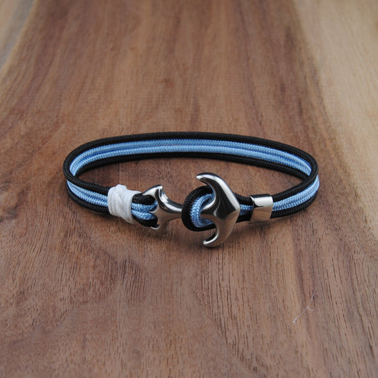 The Utah Hockey Pride (Utah Mammoth) - Black and Blue Paracord Bracelet with Stainless Anchor Clasp