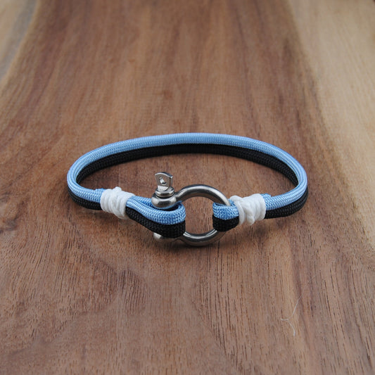 The Utah Hockey Pride (Utah Mammoth) - Black and Blue Paracord Bracelet with Stainless D-Shackle