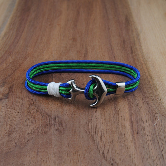 The Vancouver Hockey Pride (Vancouver Canucks) - Blue and Green Paracord Bracelet with Stainless Anchor Clasp