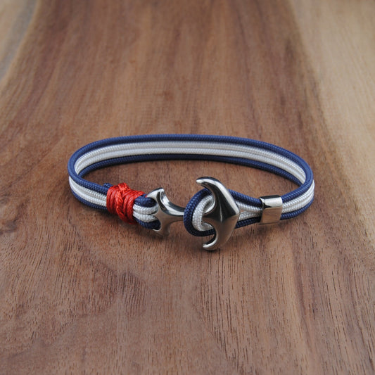 The Winnipeg Hockey Pride (Winnipeg Jets) - Navy and White Paracord Bracelet with Stainless Anchor Clasp